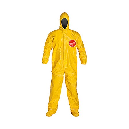 Dupont TYCHEM 2000, COVERALL, ZIPPER FRONT, HOOD, ELASTIC WRIST, SOCK BOOTS, 4PK QC122TYL6X000400